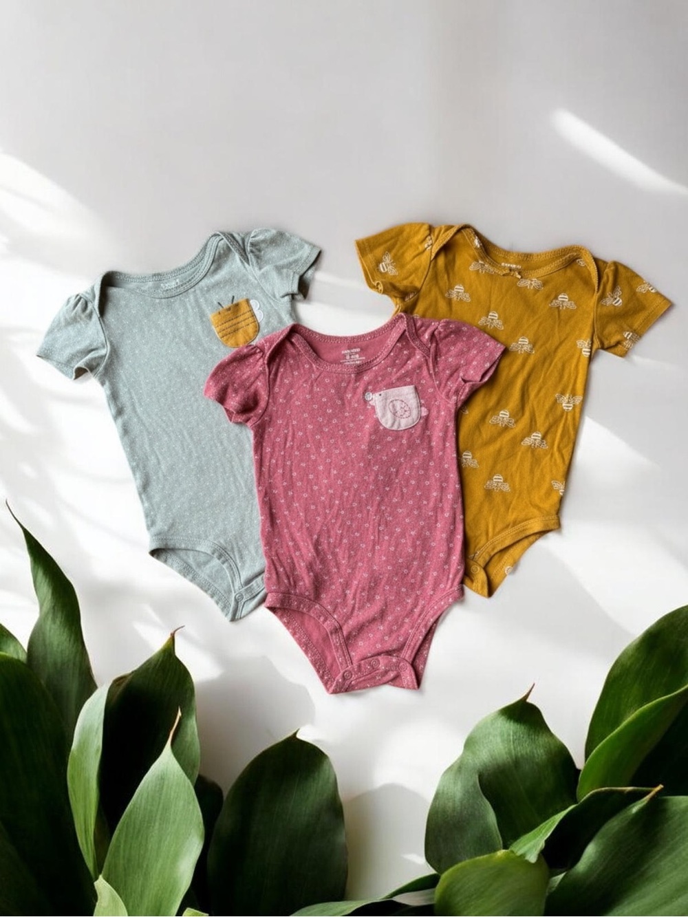 Carter’s Baby Girl Cute Nature Print Short-Sleeve Bodysuits Bundle